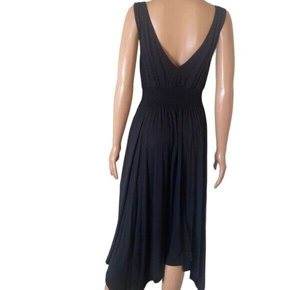 SUNDANCE DRESS - Black Rayon/Poly Knit Hanky Hem Elastic Waist, Midi Maxi SZ SM - Picture 4 of 10